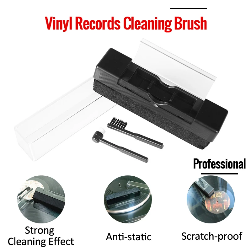 LEORY-kit de limpieza para vinilos, con pequeño cepillo para limpiar discos, tocadiscos, fonógrafos, LPs