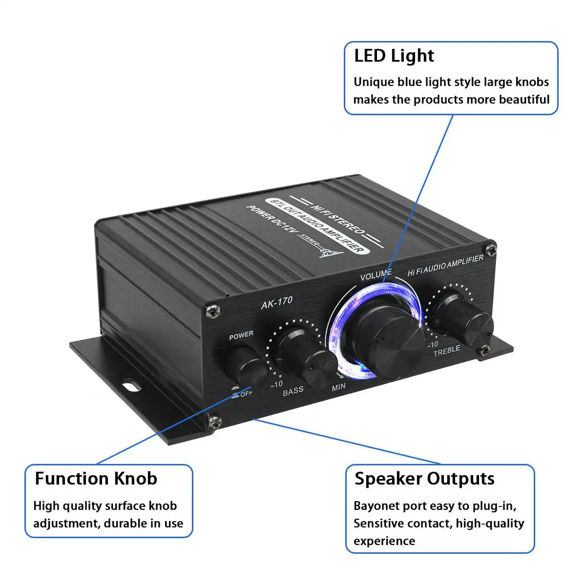 2 Channel Bluetooth 800W Power Amplifier AK380/AK370/AK170 Audio Karaoke Home Theater Amplifier Class D Amplifier USB SD AUX