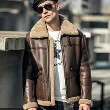 Новинка, мужская куртка из натуральной кожи с мехом, высокое качество, подкладка из овчины, летная куртка, Мужская короткая зимняя кожаная куртка