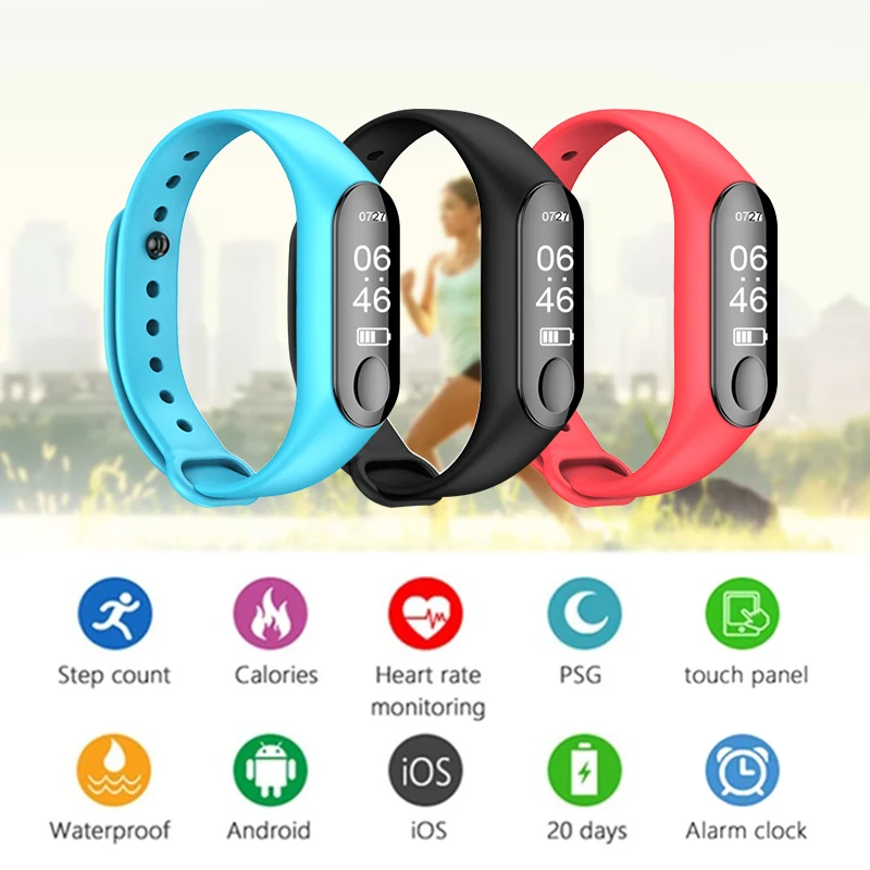 

Clearance M3 Smart Band Men Women Heart Rate Monitor Smart Wristband Fitness Tracker Health Bracelet Pedometer Sports Watch