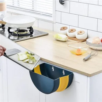 

Waste Bin Garbage Hanging Trash Can Bin Kitchen Cabinet Door Toilet Waste Storage Box Wall Mounted Folding Home Bathroom Basket