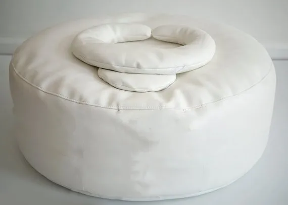  BeanBag 오스만 라운드 베개 33x10 인치 흰색  사진 포즈 베개  콩 가방 포지셔너 poser