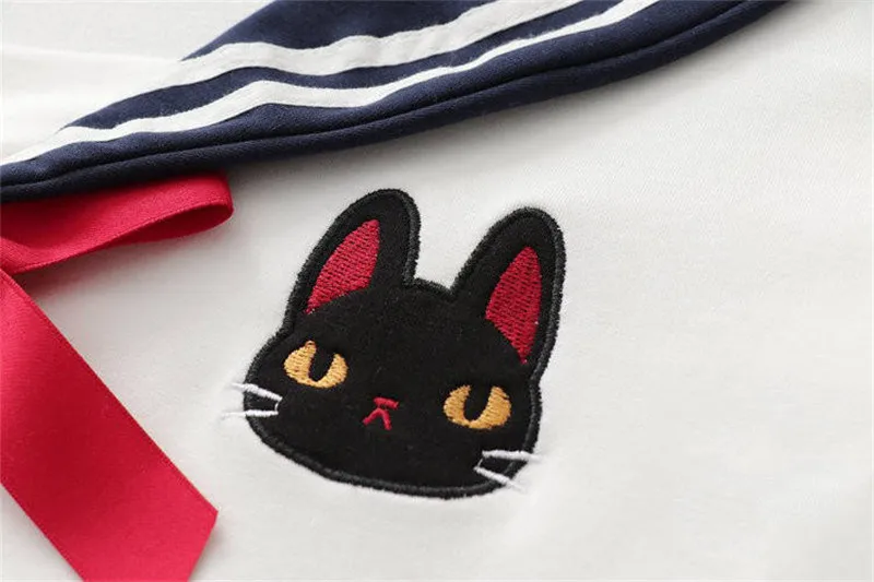 Женские толстовки Ulzzang с мультяшным принтом Kawaii Cat, женские милые осенние толстовки, модные японские худи в стиле Харадзюку, уличная одежда для девочек