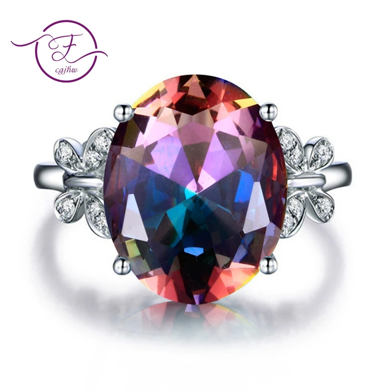 Silver Ring Gemstone Ring 925 Silver Butterfly Design Colorful For Women Wedding Christmas