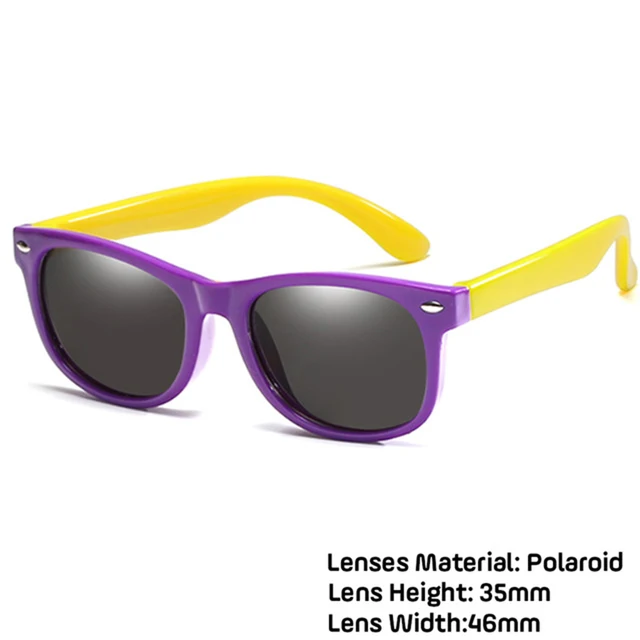 LongKeeper Kids Polarized Sunglasses TR90 Boys Girls Sun Glasses Silicone Safety Glasses Gift For Children Baby UV400 Eyewear purple yellow