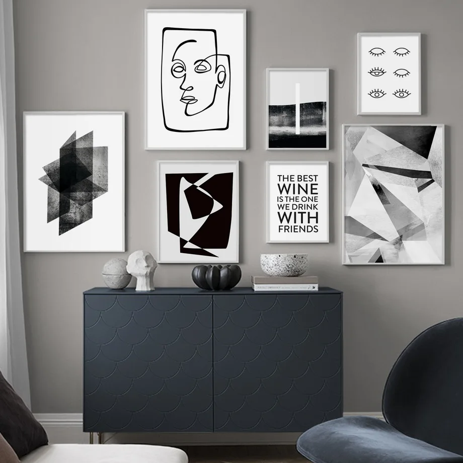 

Black White Modern Eye Abstract Body Line Wall Art Canvas Painting Nordic Posters And Prints Wall Pictures For Living Room Decor