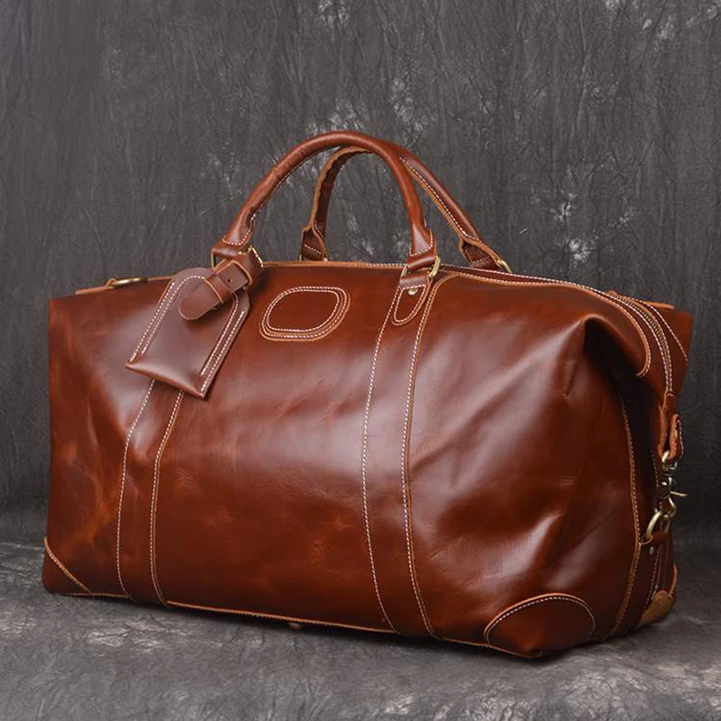 full grain leather travel bag