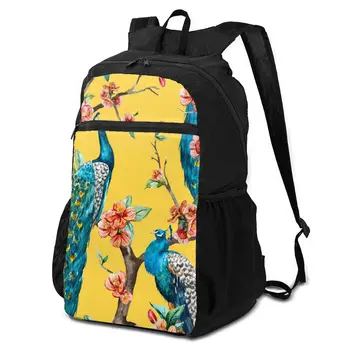 

OLN Ultralight Backpack Peacock Cherry Flowering Trees Pattern Foldable Packable Sport Bag for Travel Camping Hiking Cycling