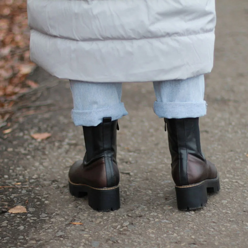 FITWEE ботильоны; женская разноцветная обувь с заклепками; короткие плюшевые теплые зимние ботинки на толстой подошве; женская обувь; размер 34-43