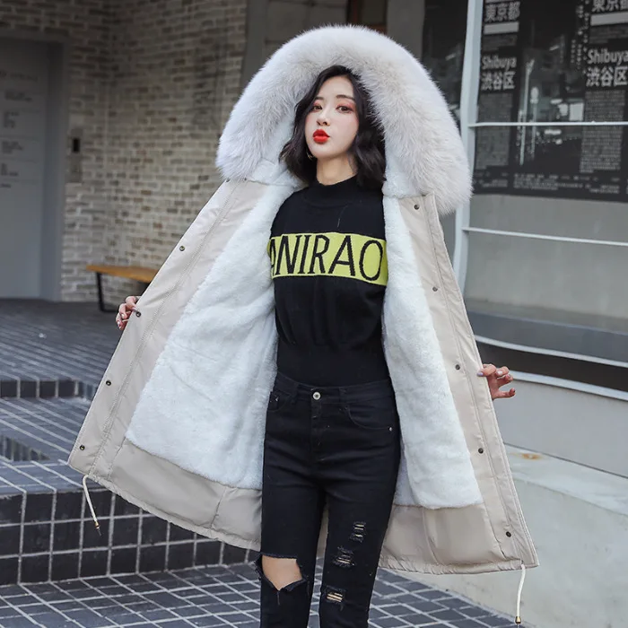 

19 Autumn And Winter New Style down Jacket Women's Korean-style Mid-length Loose-Fit BF Waist Hugging Slimming Fur Coat