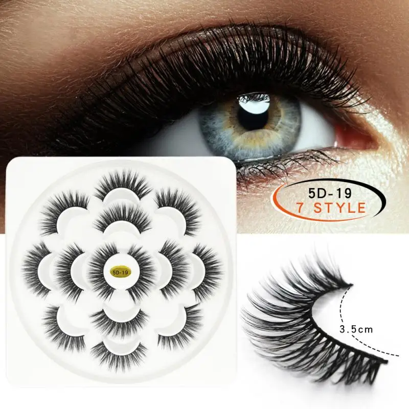 

3D mink false eyelashes small cross long thick soft eyelashes 7 pairs fake eyelashes self-adhesive eyelashes Makeup Extension