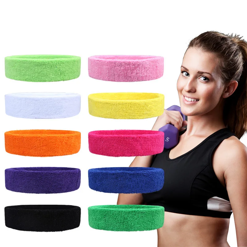 1Pc Sweatband Headband Stretch Cotton Headwear Yoga Gym Running Cycling Wide Head Prevent Safety Anti Slip Sport Sweatband