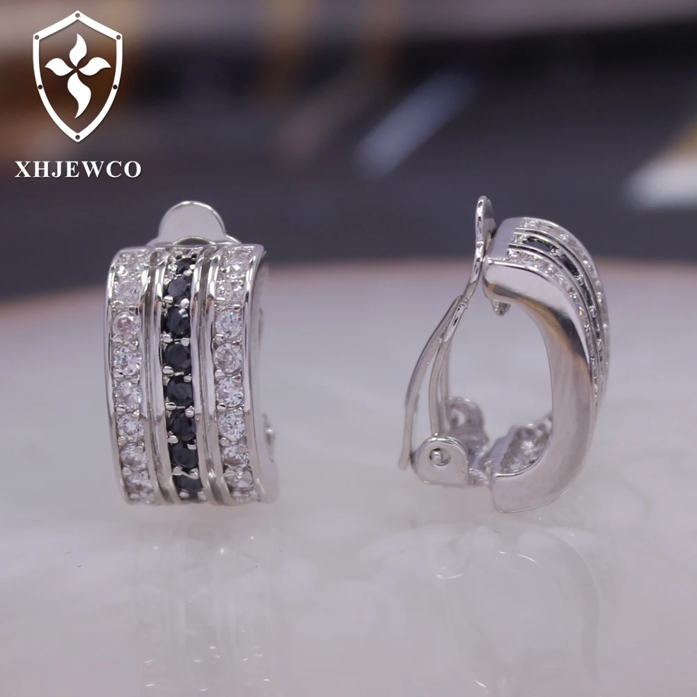 XHJEWCO Clip Earring Cubic Zirconia Pave Classic Brass Fashion Jewelry for Women | Украшения и аксессуары