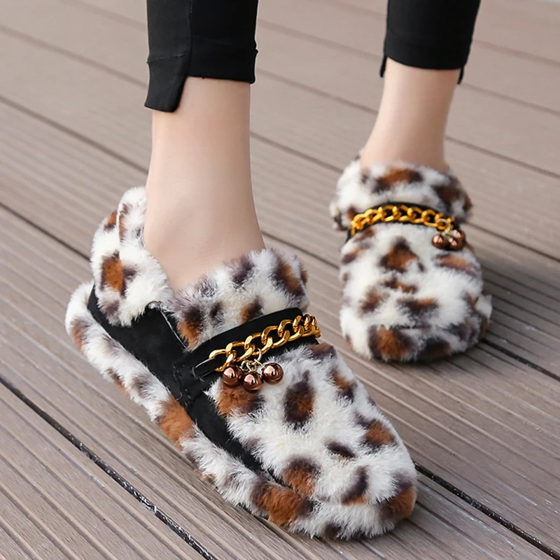 Rimocy M tal Cha nes Furry Chaussures Plates Chaussures D contract es 