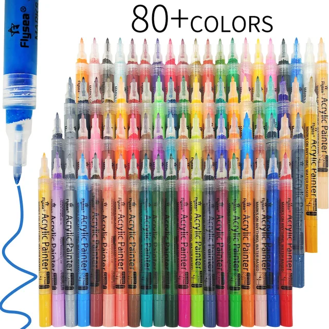 12/28/80Colors Set 0.7MM 2.0MM Acrylic Paint Marker Pen Art Markers Supplies On Rock Glass Canvas Metal Ceramic Mug Wood Plastic 80 colors-0.7MM