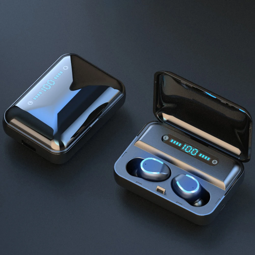 V5.0 Bluetooth стерео наушники беспроводные IPX7 водонепроницаемые сенсорные наушники гарнитура 3600 мАч светодиодный дисплей с аккумулятором чехол