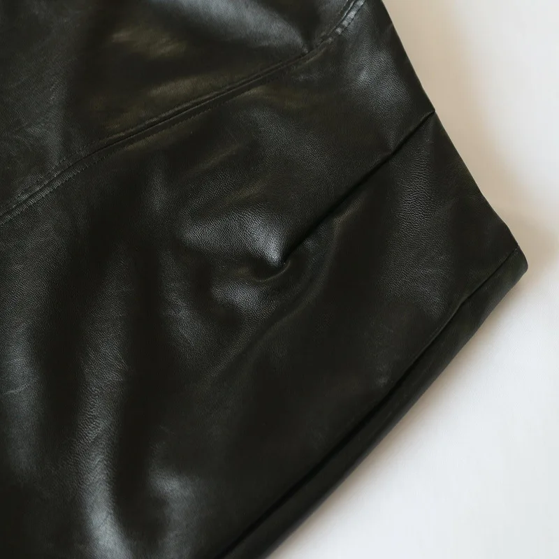 Юбки-Карандаш размера плюс 5XL, Черная Женская юбка с высокой талией, элегантная офисная юбка из искусственной кожи, сексуальные Облегающие юбки длиной до колена LX217