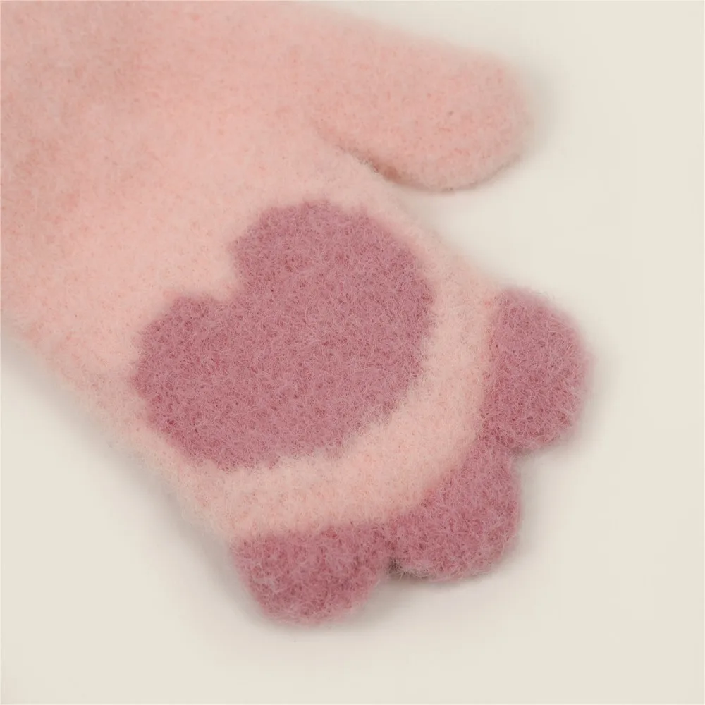 New Style Children Gloves Boys&Girls Cat Claw Style Double Thickening Warm Rope Full Finger Mittens Kids Winter Knitted Gloves