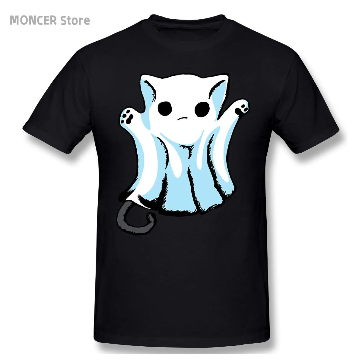 Cute Boo Ghost Cat Halloween T Shirt Casual Man/women Tee T-Shirt Short Sleeve Cotton Tshirt | Мужская одежда