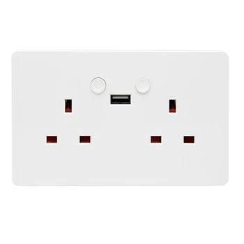 

Voice Control Socket Panel Wifi Adapter Dual Usb Uk Plug Switch Wall Socket Charger Electrical Intelligence