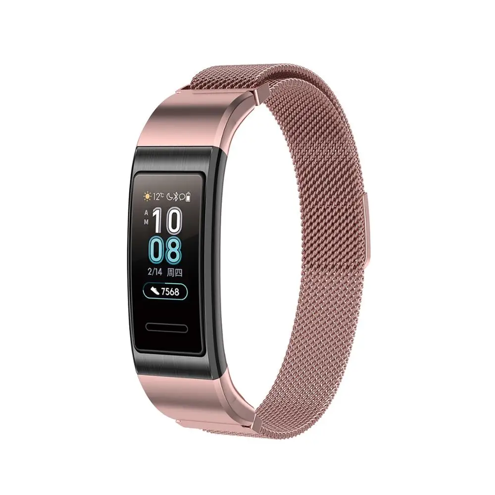 Магнитный сменный ремешок для часов huawei Band 3/3 Pro из нержавеющей стали для смарт-часов huawei Band 4 Pro, аксессуары для наручных часов - Цвет: Rose pink