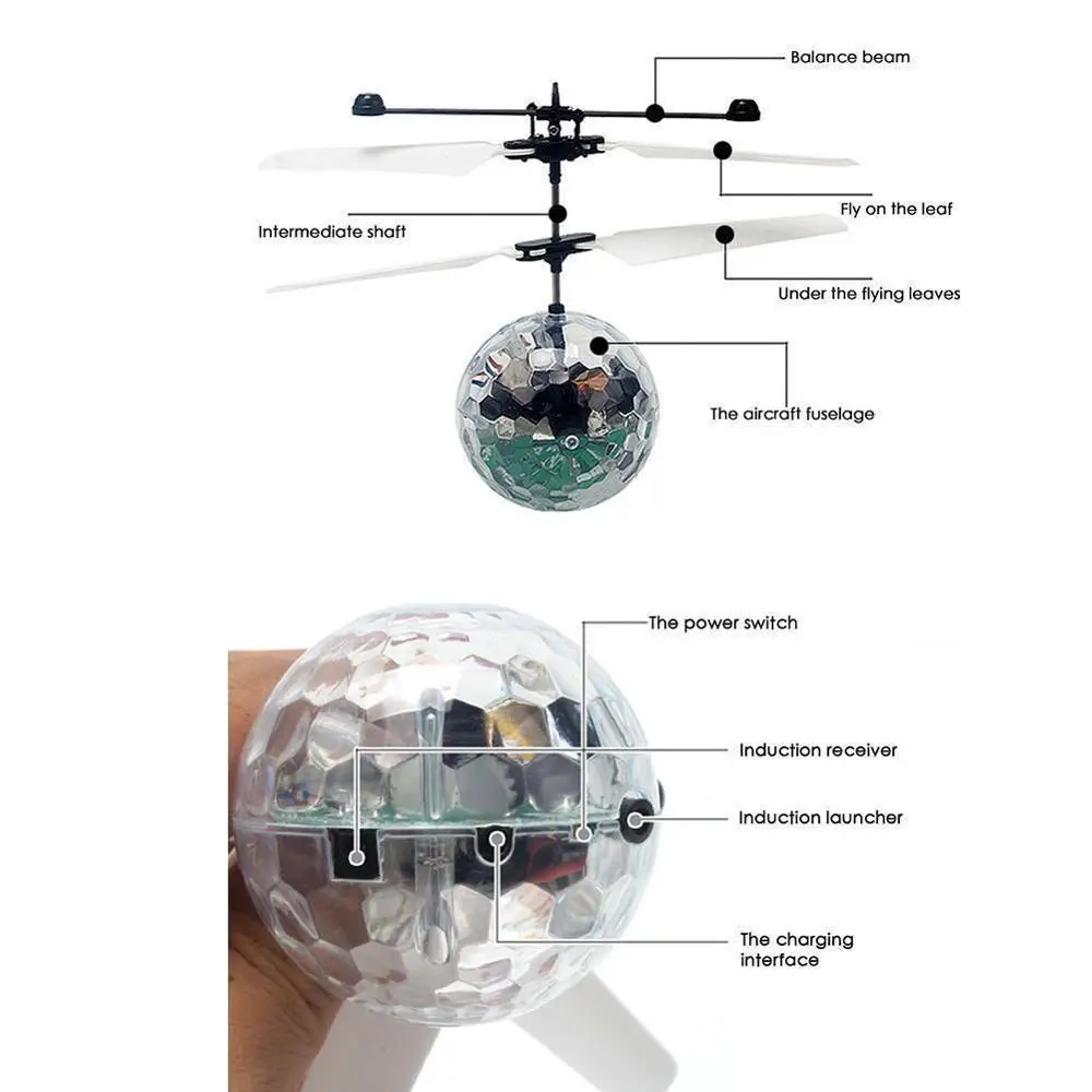 Electric RC Flying Ball Infrared Induction Aircraft LED Flash Light Kids Toy Hot