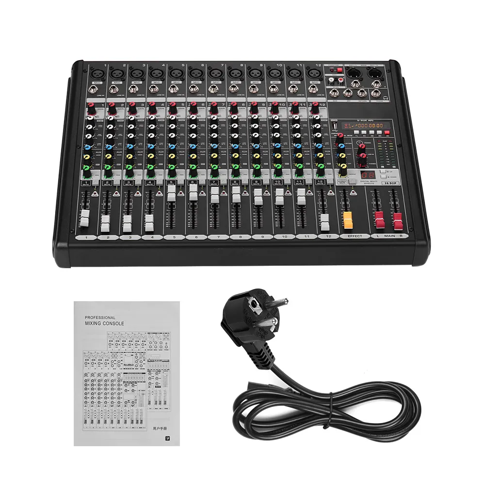 12-канальный микшер встроенный 48V Phantom Питание 16 DSP эффекты с XLR интерфейс микрофона 6,35 мм линия Интерфейс