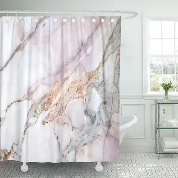 

Pink White Marble Pattern High Resolution Gray Black Stone Shower Curtain Waterproof Polyester Fabric 60 x 72 Inches with Hooks