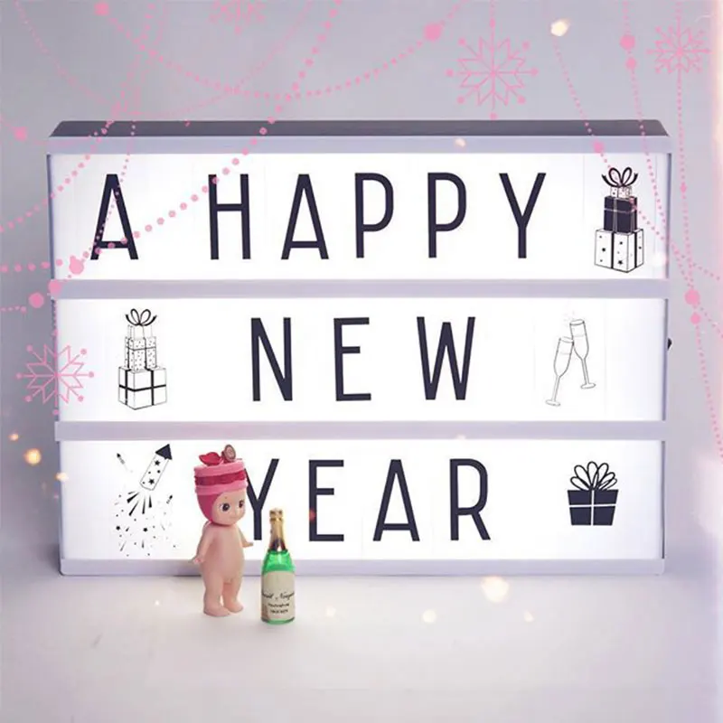 

LED Light Sign Box DIY Decoration Mini Film Lamp Plexiglass Environmentally 29.5*21.5*5.8cm ABS Plastic 606g Acrylic