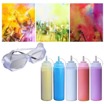 

Besegad 5 Bottles Colored Powder Running Throw Colored Corn Starch Powder Flour with Glasses for HOLI Christmas Party Celebrates