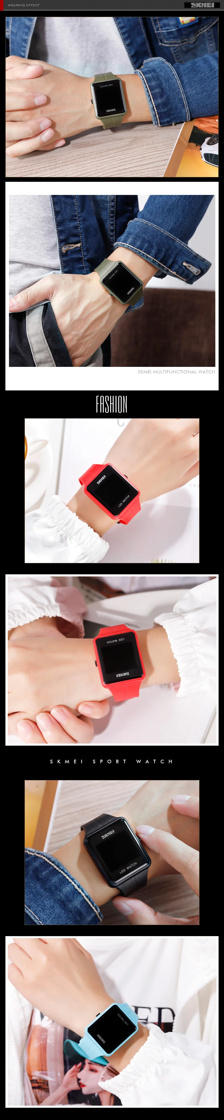 The Men's Watches Brand SKMEI Watch Digital Women's Watch Date Display LED Light Electronic Wristwatch Waterproof Clock Reloj