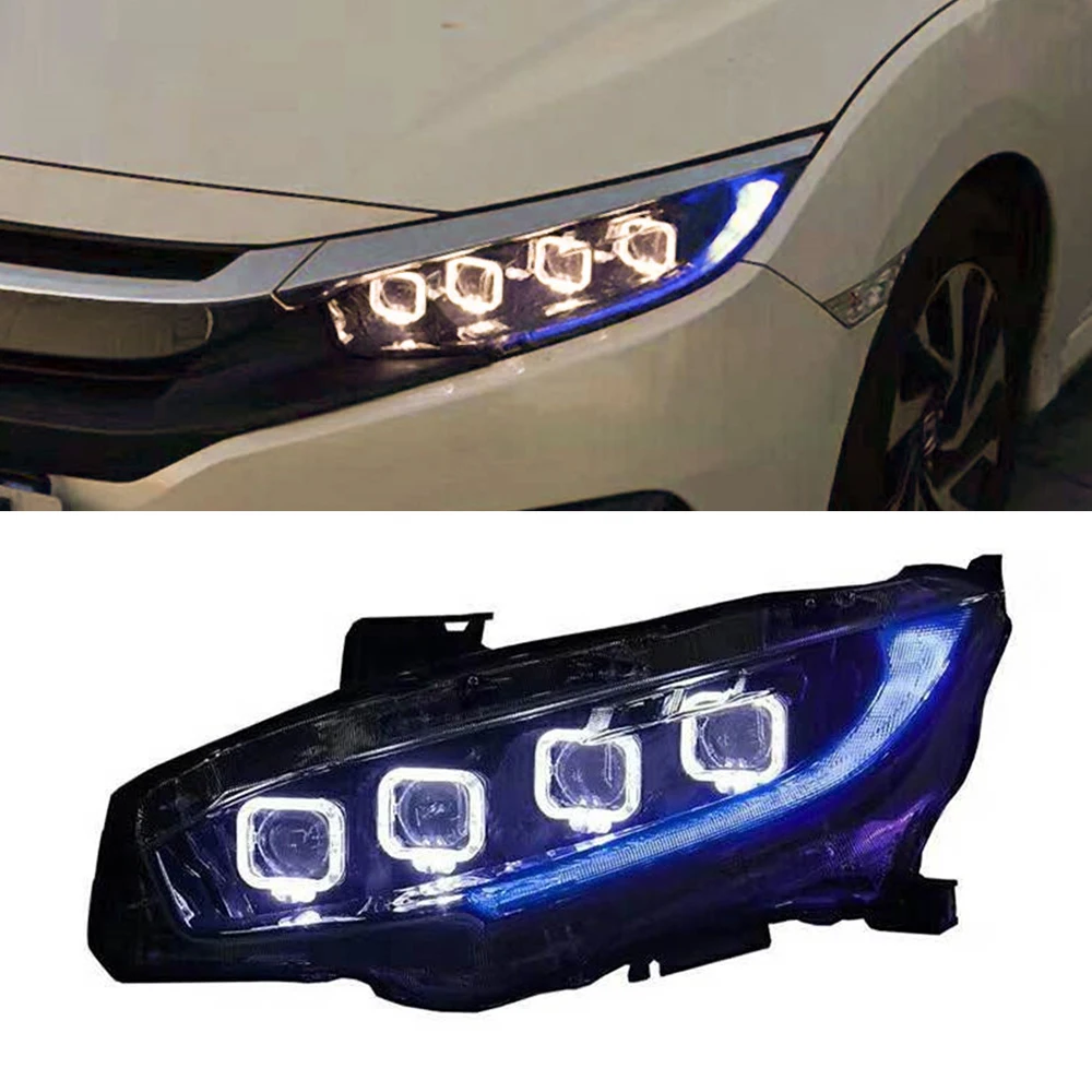 1 пара автомобилей головной светильник s для Honda Civic 10th HID светодиодный головной светильник s с движущимися поворота светильник налобный фонарь светодиодный DRL Передняя лампа