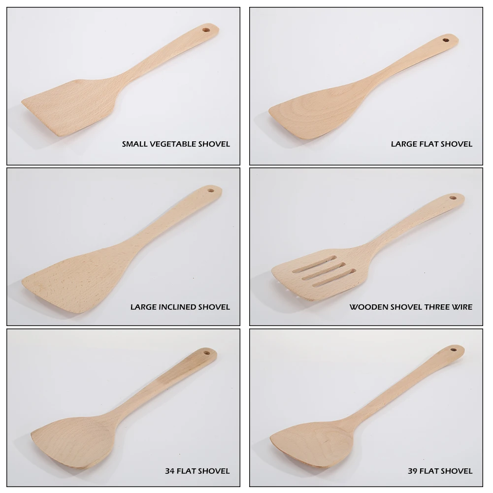 1 шт. антипригарная кухонная утварь лопатки из дерева для вока шпатель с шлицем