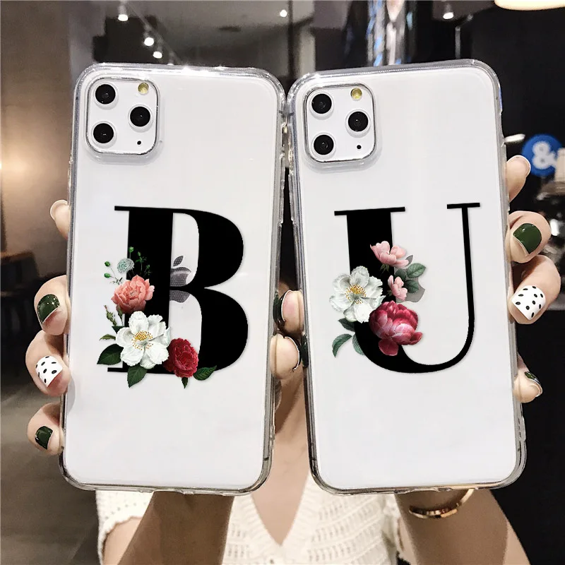 Чехол для телефона iphone 11 pro max 6 6s 7 8 Plus X XR XS Max чехол с 3D буквой и цветами прозрачный