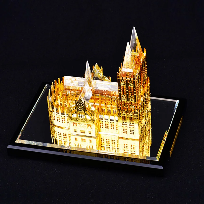 Cologne Cathedral Germany Crystal inlaid with gold Assembling Souvenirs Tower building structure edifice Architecture model