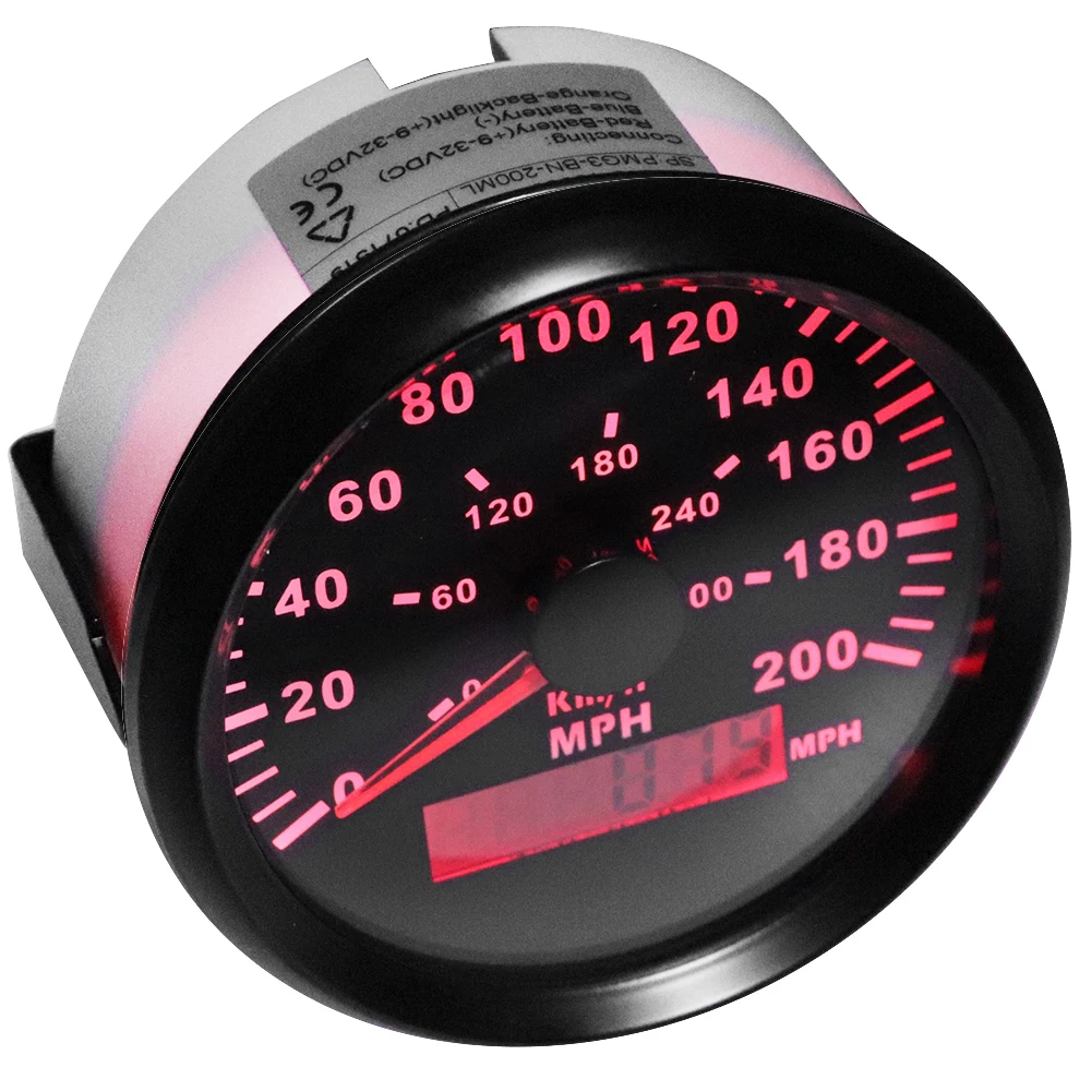 Универсальный 85 мм gps спидометра 200MPH для автомобиля, грузовика, моторная лодка авто с красным Подсветка 12V 24V с gps антенна
