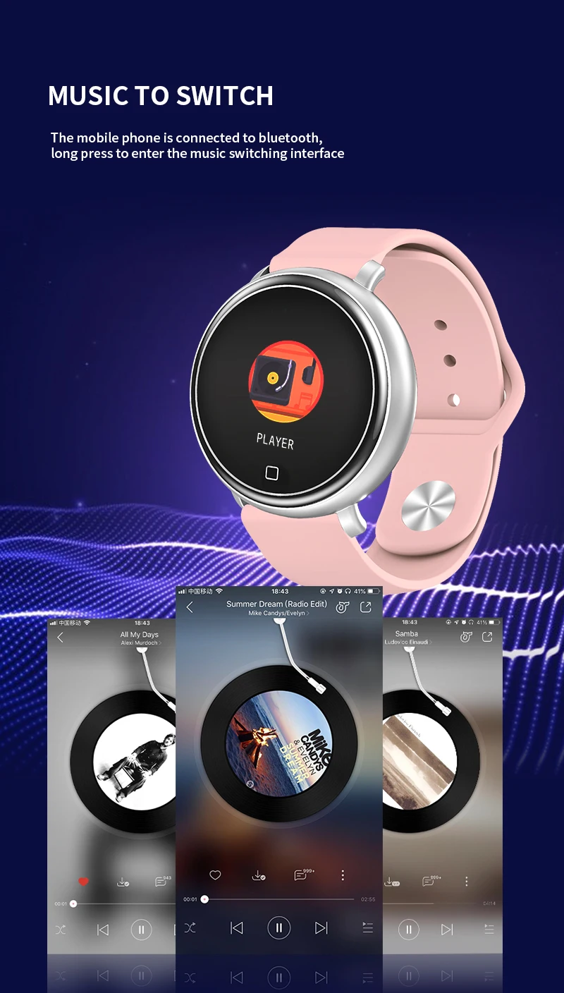 Фитнес-трекер Браслет, Bluetooth Смарт-часы пульсометр контроль артериального давления вызов сообщение напоминание цветной экран