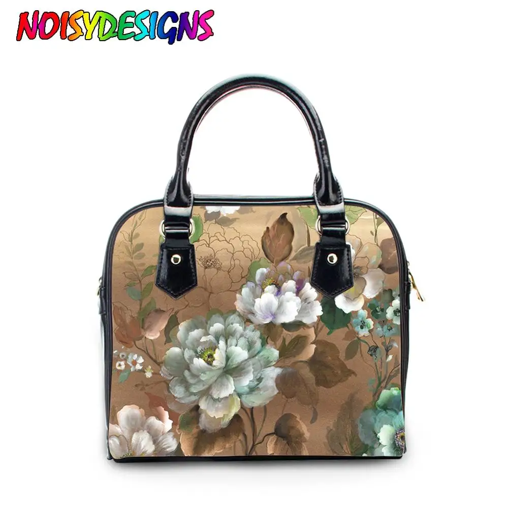 

NOISYDESIGNS Handbag For Women Personality Vintage Flower Chinese Style Watercolor Custom Ladies Shoulder Bags Bolas Feminina