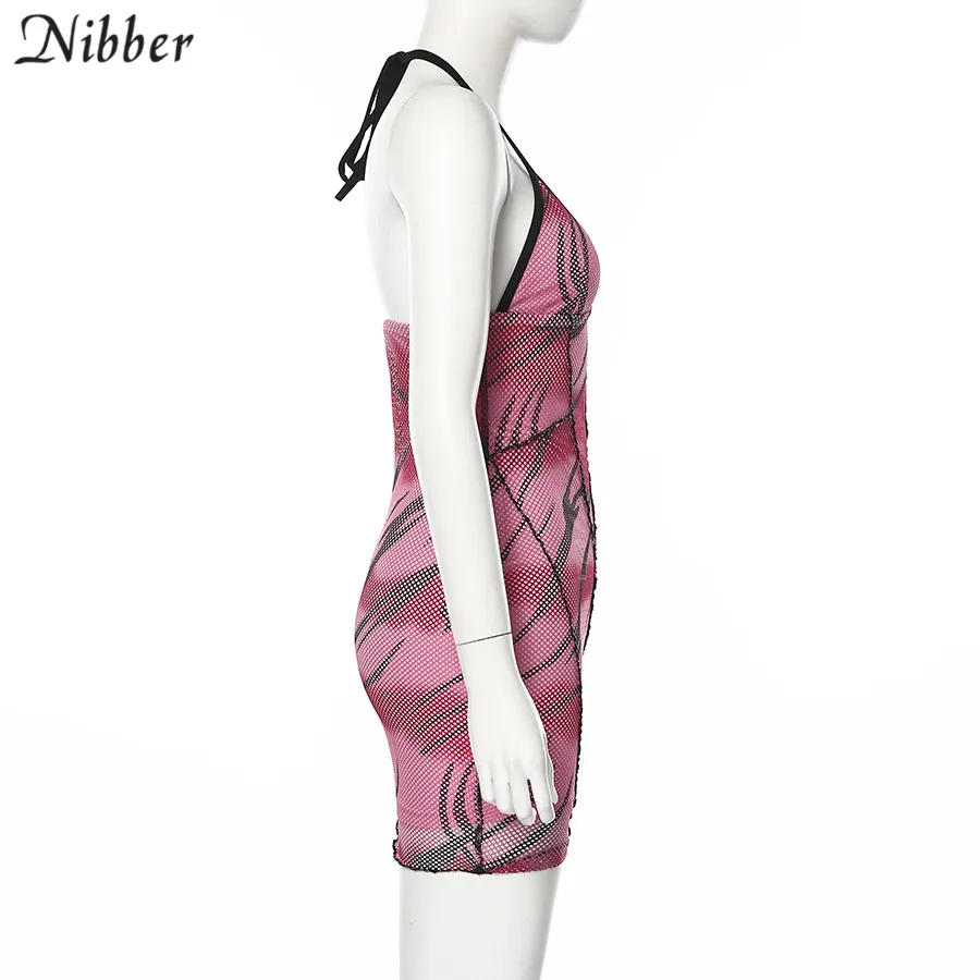 NIBBER/сексуальное летнее женское мини-платье с розовым бантом для отдыха, с открытыми плечами, на шнуровке, Повседневная Домашняя одежда, короткое Сетчатое мини-платье для пляжного клуба