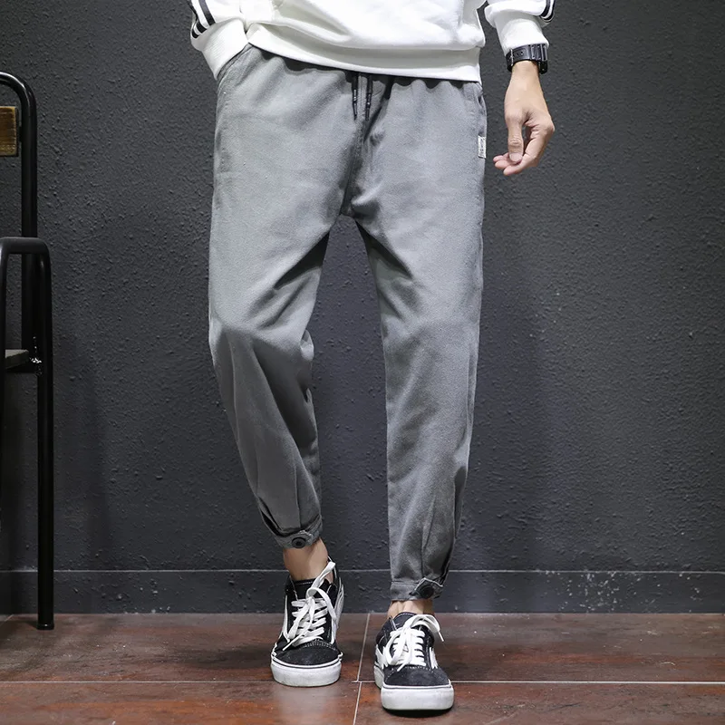 

2019 New Style Pants Men's Korean-style Trend Spring And Autumn Popular Brand Loose-Fit Capri Sports Beam Leg Casual MEN'S Overa