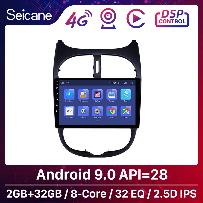 Seicane 2din Android 10 0 DSP IPS экран автомобильный GPS мультимедийный плеер для Peugeot 206 2000 2014 2015