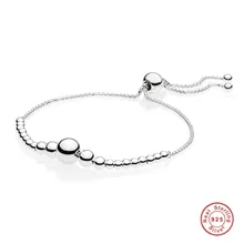 925 пробы серебряный браслет с бусинами, браслет с регулируемой регулировкой, женский браслет с бусинами, украшение в европейском стиле