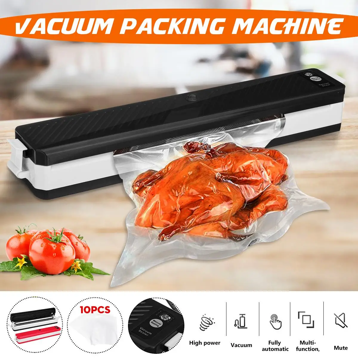 

Vacuum Sealer 110V/220V Commercial Vacuum Food Sealer Machine With 10 Food Preservation Storage Bags Meat Fruit Packaging Tools