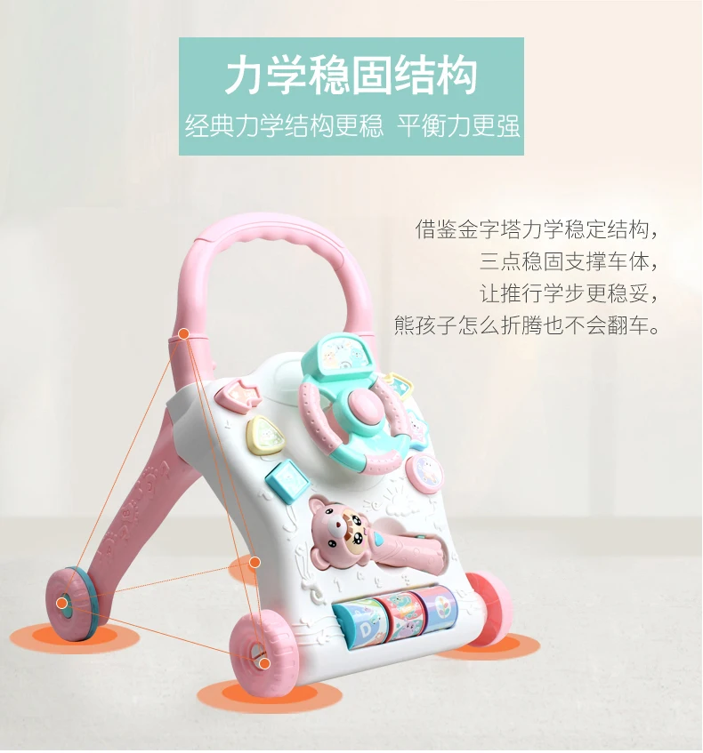 Walk Baby Walker Month Многофункциональный Анти-флип узнать детские ходунки до 2 лет девочек и мальчиков 6-18 тележка есть унисекс