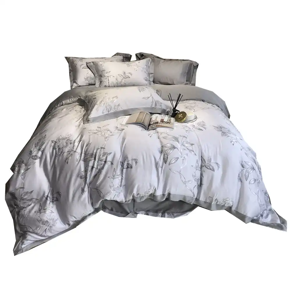 4 Piece Summer Quilt Cover Set Cool Silk Bed Linen Double Queen Size Bedding Sheets King Duvet Covers Grey Bedclothes Bettbezug Bedding Sets Aliexpress