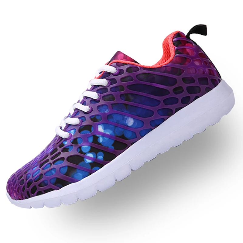 

Новинка весна-лето 2021 камуфляжная сетчатая Мужская и женская спортивная обувь модные красочные парные повседневные кроссовки фиолетовые 35-