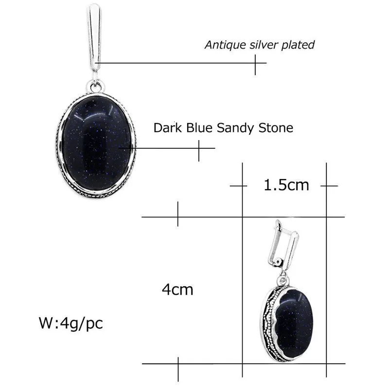 Anstory Round Dark Blue Shinning Spot Earrings For Women Antique Silver Plated Party Hollow Flower Pendant Fashion Jewelry TE352