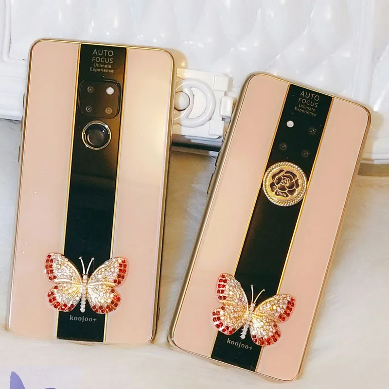 

3D inlaid butterfly Case For Huawei Mate 10 20 Pro Case Protective Case For Huawei Mate 20 10 Pro Shockproof Cover With Bracelet