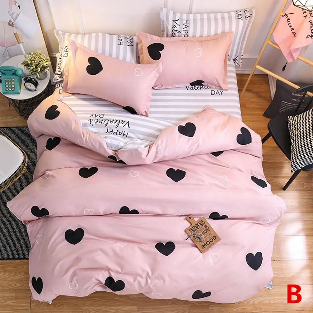 

GloryStar 4pcs/set Stylish Printing Bedding Set Family Set Duvet Cover Flat Sheet Pillow Case Room Decoration