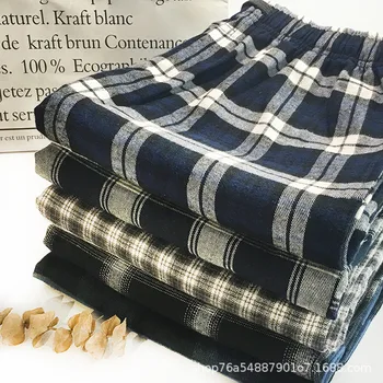 

Cotton Autumn & Winter Pajamas Male Pure Cotton Loose Trousers Household Men Casual Plaid Large Size Spring and Autumn jia ju ku